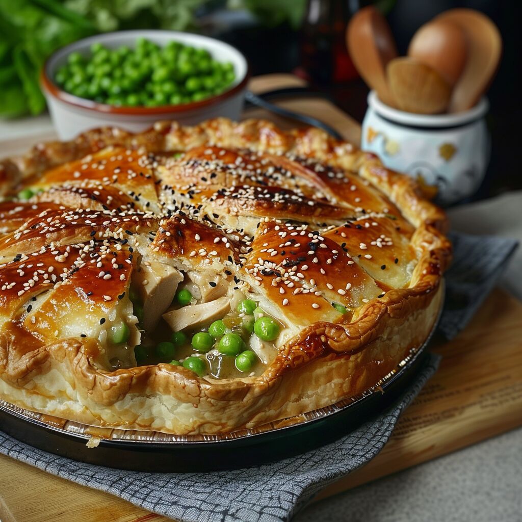 Chicken and leek pie topped with no bagel no bagel seasoning