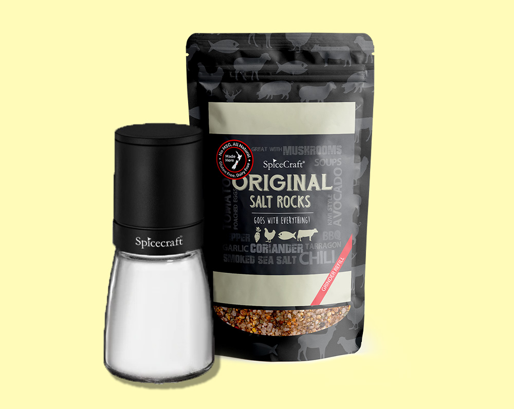 Glass Refillable Grinder - Glass Grinder (Empty) + Original Salt Rocks 250gm Refill Bag