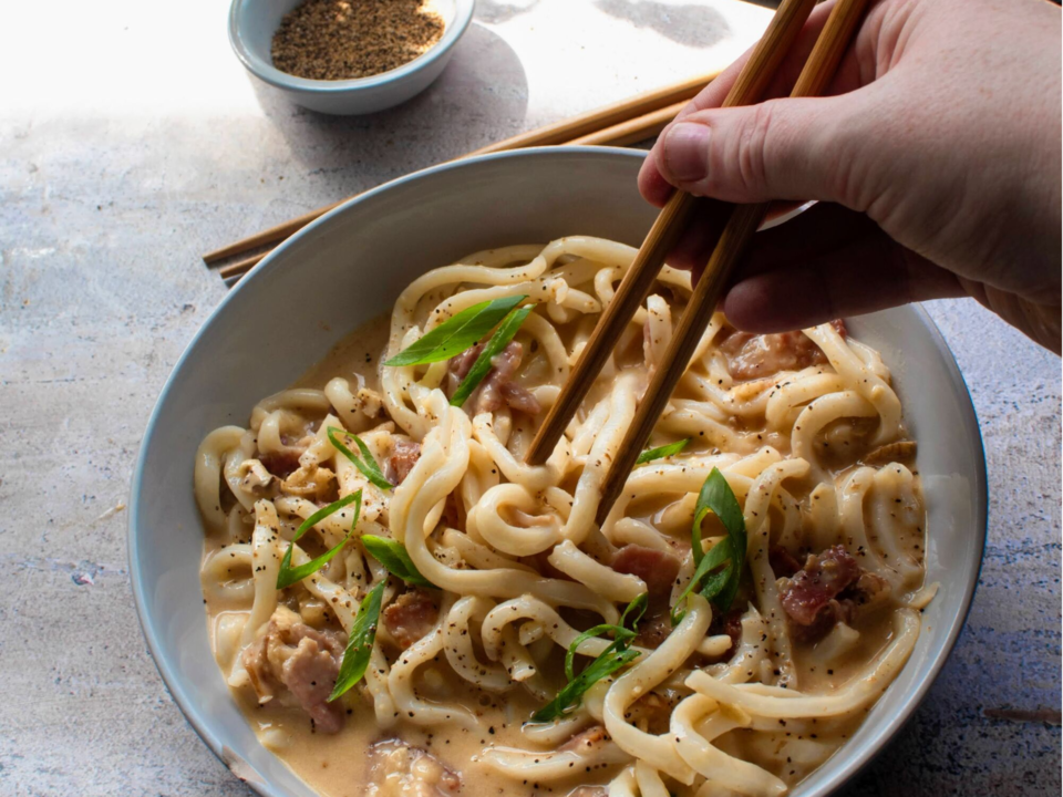 Pimped Pepper and Miso Udon Carbonara